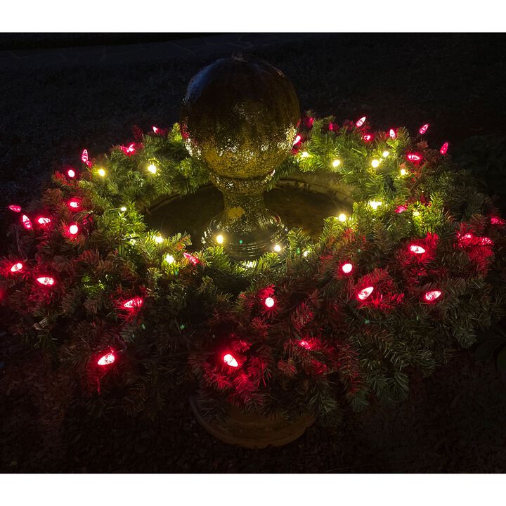 50 Pure White LED C6 Faceted Christmas String Lights - 25.17 ft Green Wire