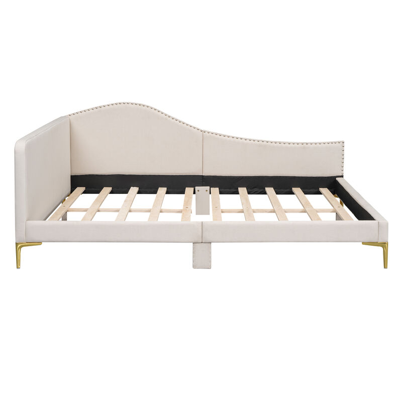 Merax Upholstered Daybed with Headboard and Armrest