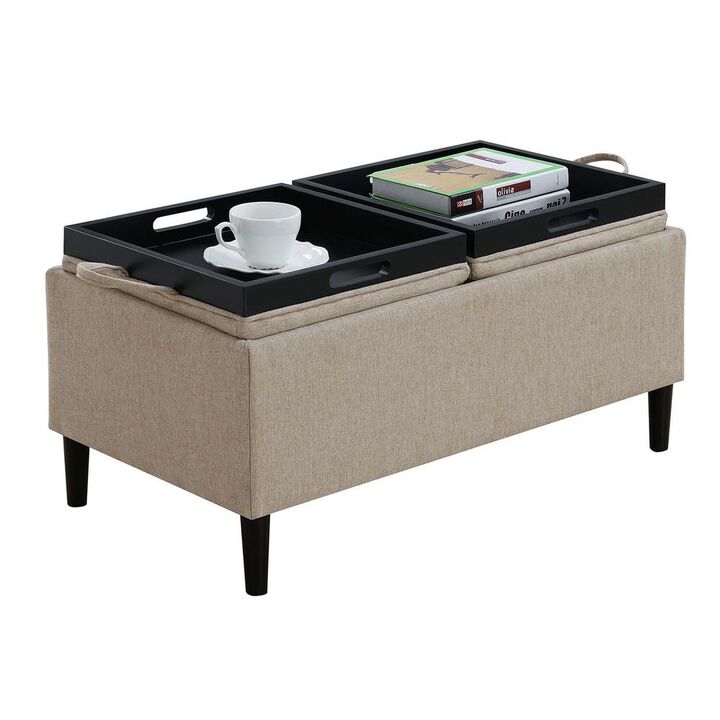Convenience Concepts Designs4Comfort Magnolia Storage Ottoman with Reversible Trays, Soft Beige Fabric