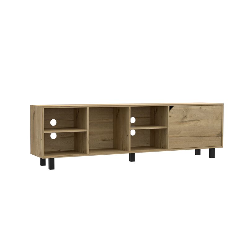Valdivia Tv Stand for TV�s up 70", Four Open Shelves, Five Legs -Light Oak