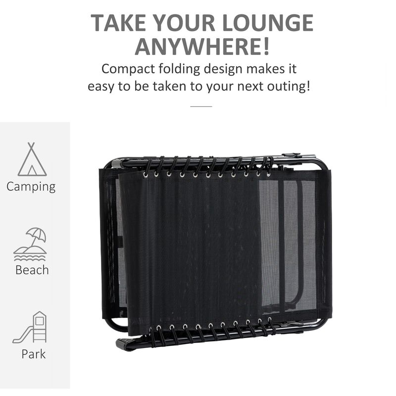 Black Garden Recliner: Folding Chaise with 5-Level Adjustable Back