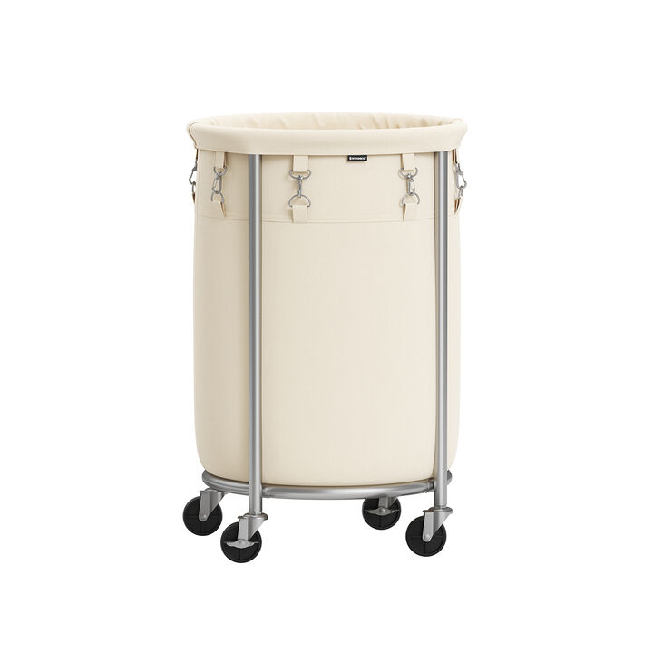 Laundry Basket with Wheels and Removable Bag, Steel Frame, 4 Casters and 2 Brakes