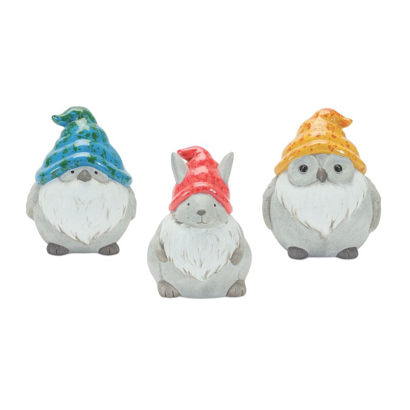 Set of 6 Animal Gnome Figurines for Garden, Yard, and Outdoor Décor