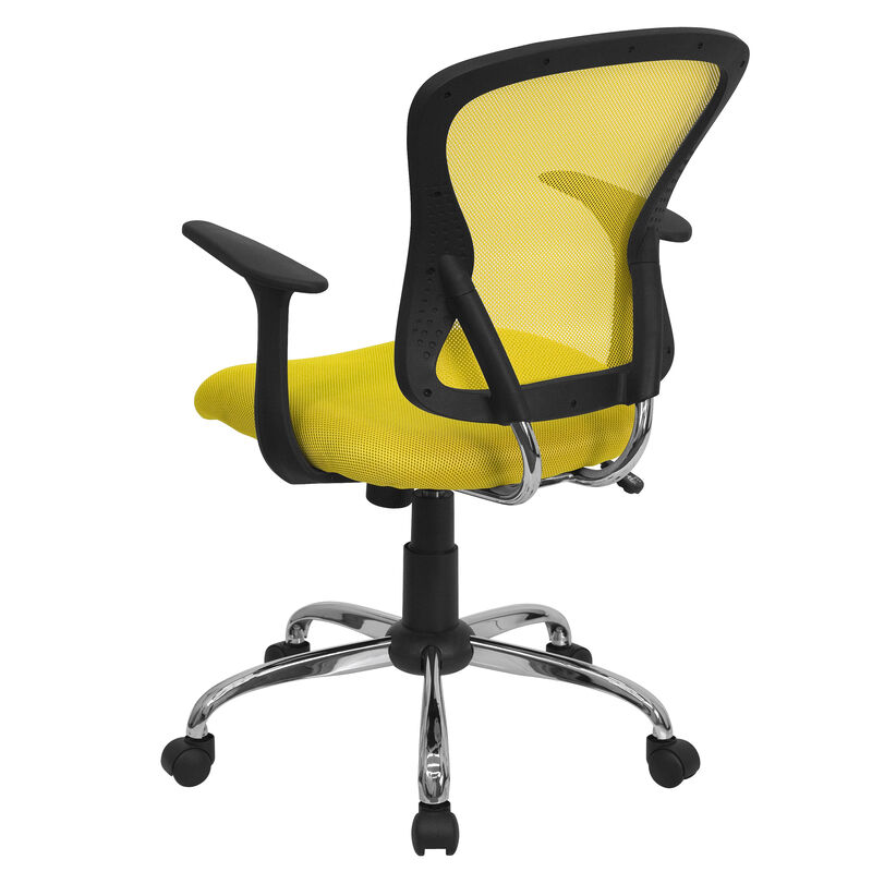 Alfred Mid-Back Blue Mesh Swivel Task Office Chair with Chrome Base and Arms
