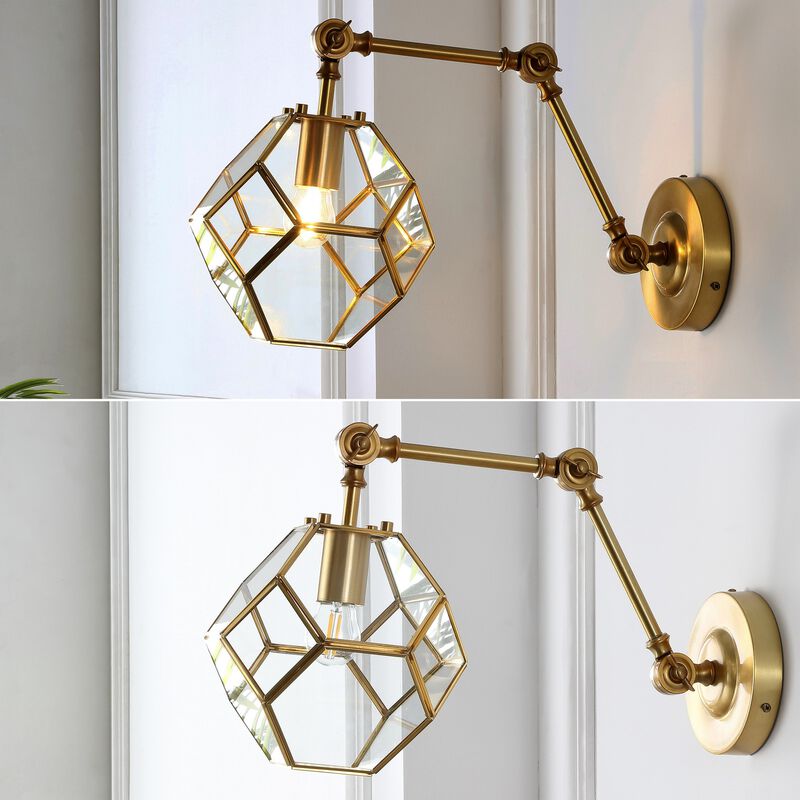 Honeycomb 1-Light Modern Contemporary Arm-Adjustable Iron/Glass LED Sconce