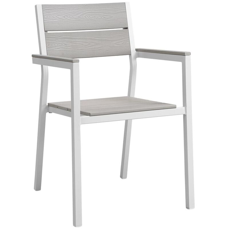 Maine 5 Piece Outdoor Patio Dining Set - White Light Gray