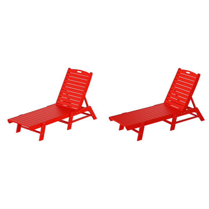 Reclining Outdoor Patio Adjustable Chaise Lounge Chair (Set of 2)