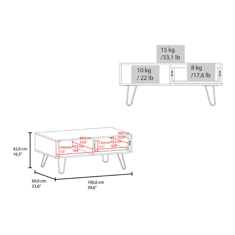 Taylor Coffee table , Living Room, White/Light Pine