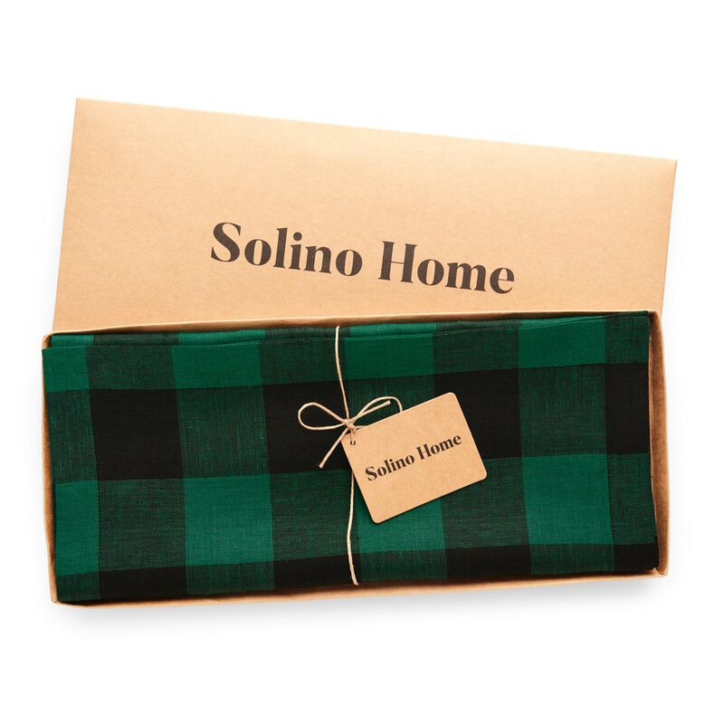 Solino Home 100% Pure Linen Table Runner | Buffalo Check