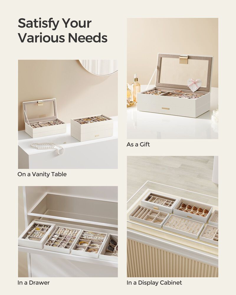 5-Tier Stackable Jewelry Trays Cloud White