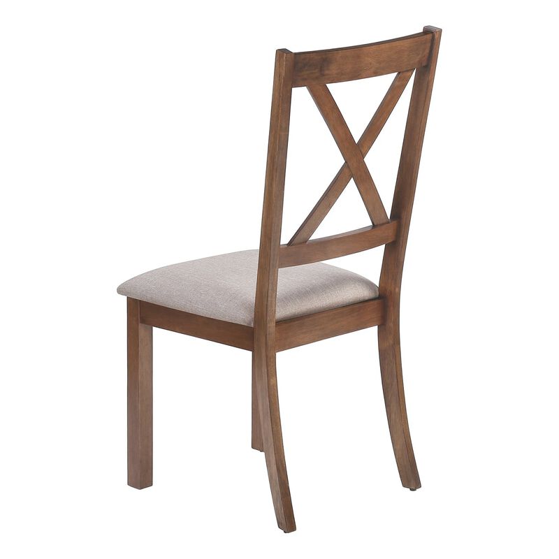 Monarch Specialties I 1311 - Dining Chair, Set Of 2, Side, Upholstered, Kitchen, Dining Room, Brown Fabric, Walnut Wood Frame, Transitional