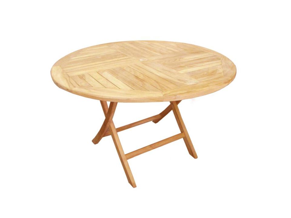 Teak Crestwood Round Folding Table
