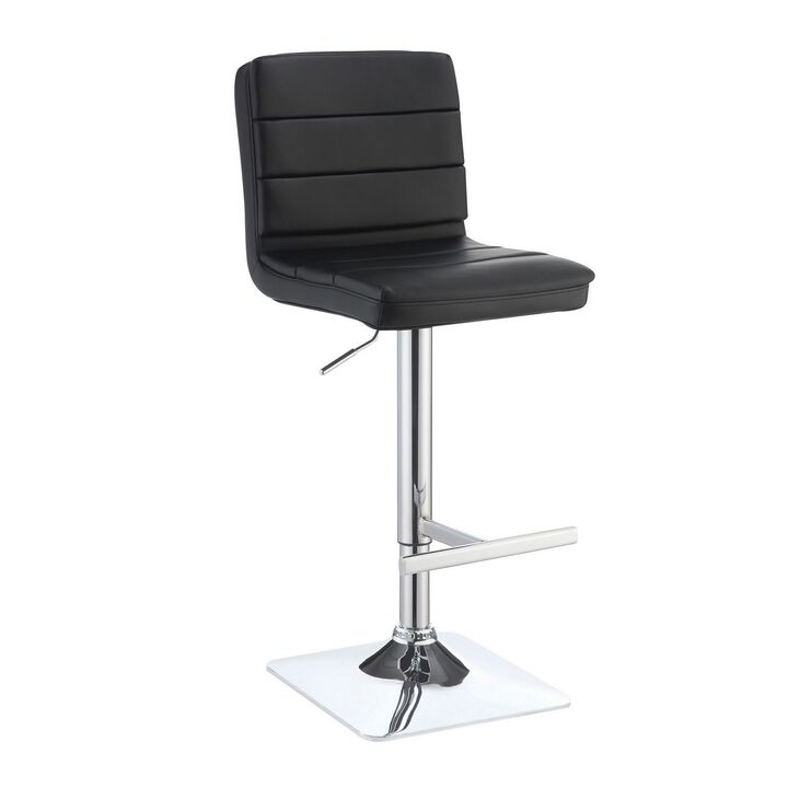 Casual Armless Adjustable Bar Height Stool, Black, Set of 2 - Benzara