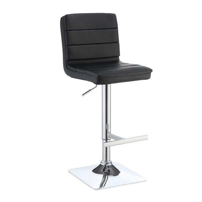 Casual Armless Adjustable Bar Height Stool, Black, Set of 2 - Benzara