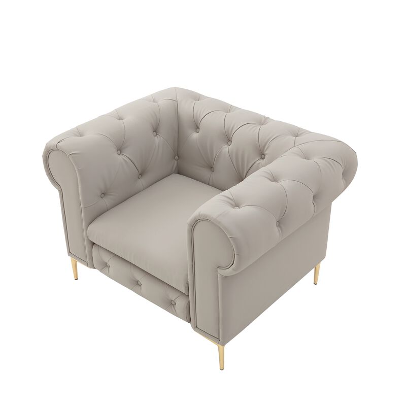 Nicole Miller Dezmond Leather PU Chesterfield Club Chair