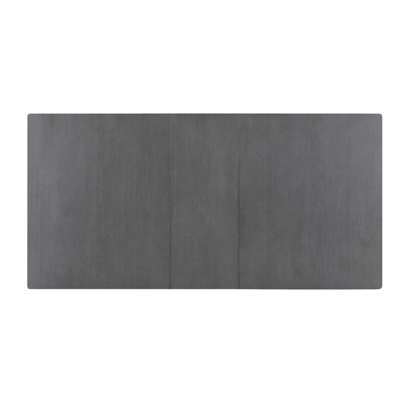 Lisle 48-60 Inch Extendable Dining Table, Rectangular Top, Gray Solid Wood - Benzara