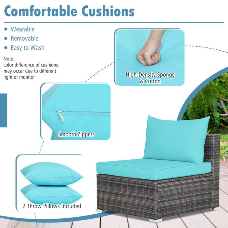 Hivvago 7 Pieces Patio Rattan Furniture Set with Sectional Sofa Cushioned