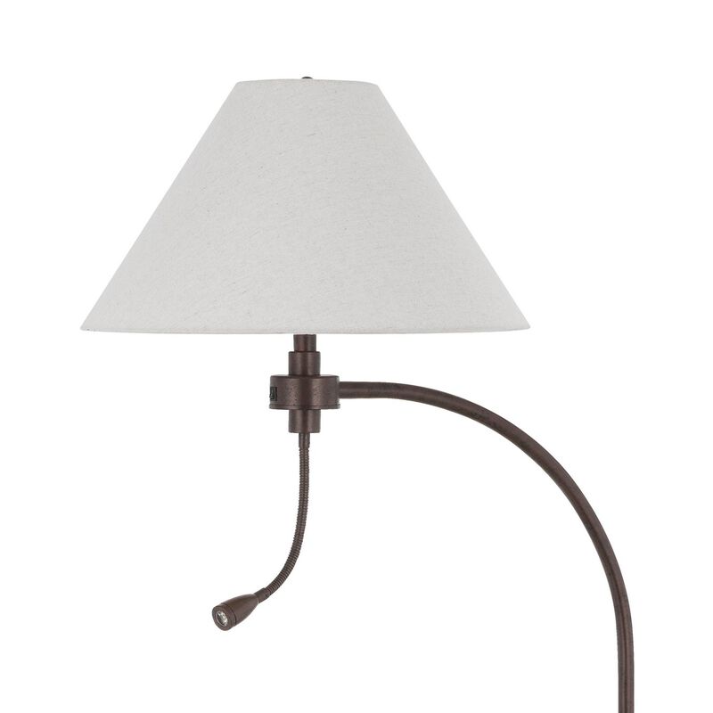 Ashy 68 Inch Floor Lamp, Gooseneck LED, White Shade, Black Arc Pole - Benzara