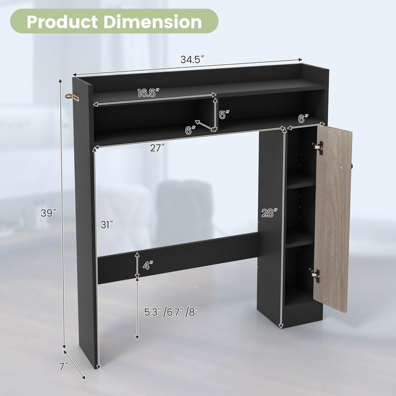 Bathroom Over the Toilet Floor Storage Organizer with Adjustable Shelves