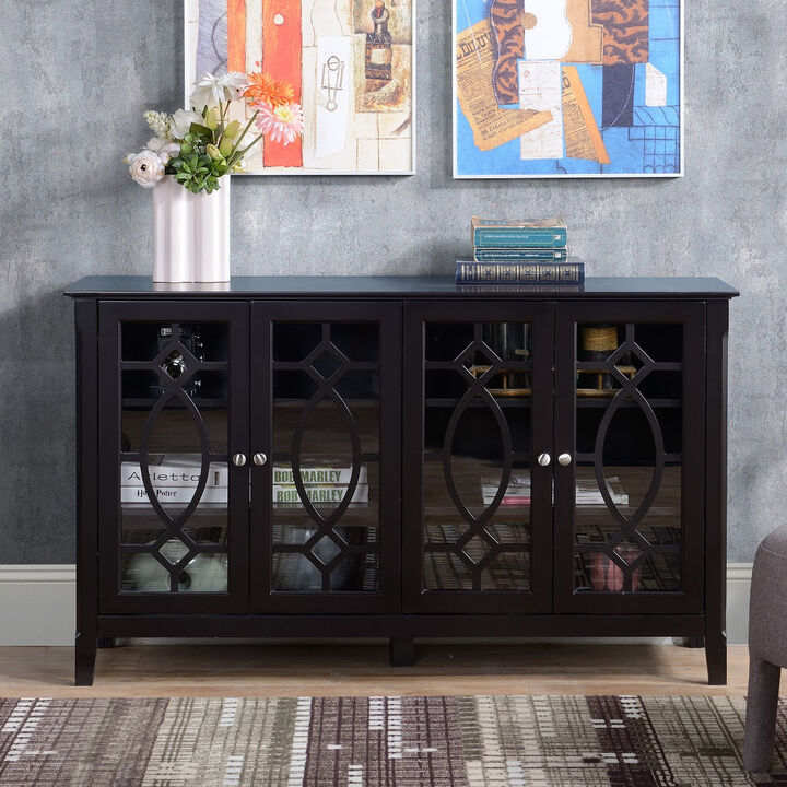 Espresso Dining Storage: Modern Sideboard with Glass Doors