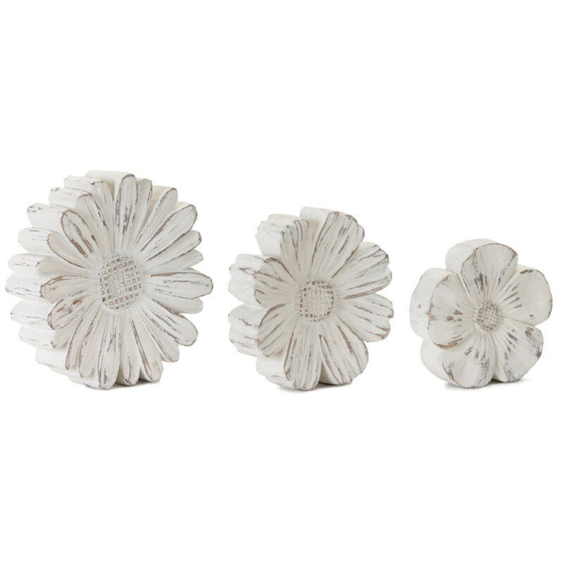 Set of 3 Resin and Stone Powder Flowers for Seasonal and Floral Accents