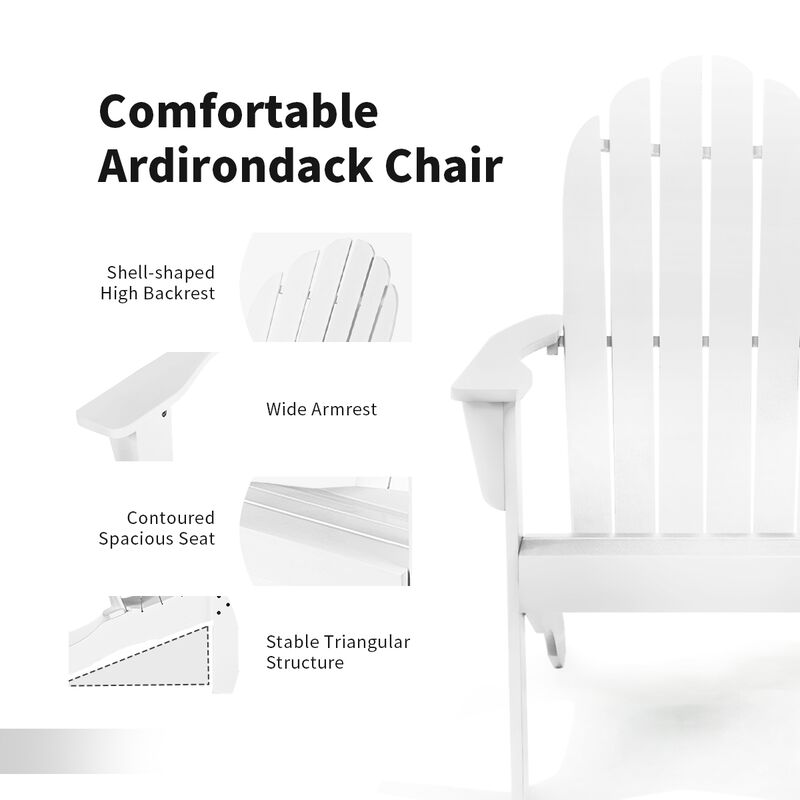 Acacia Wood Outdoor Adirondack Chair with Ergonomic Design