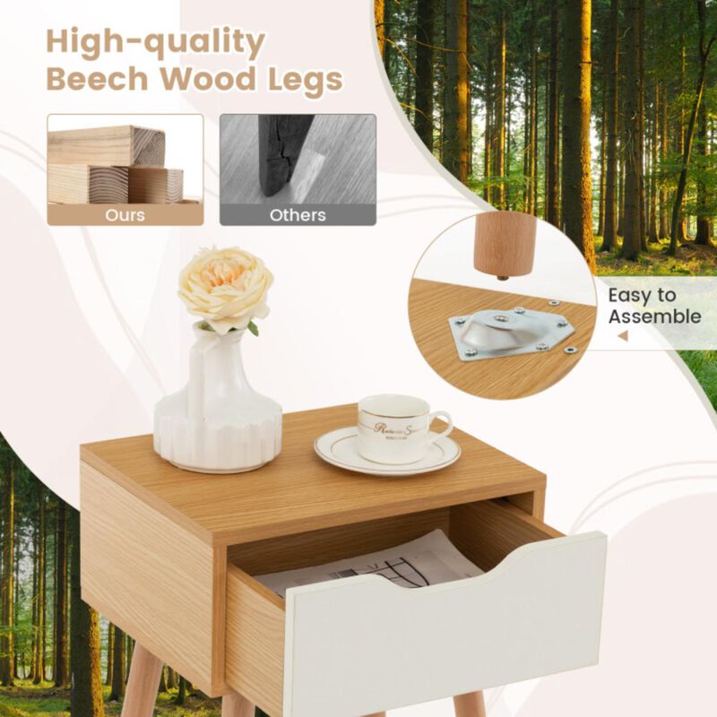 Hivvago Set of 1/2 Modern Nightstand with Storage Drawer for Bedroom Living Room