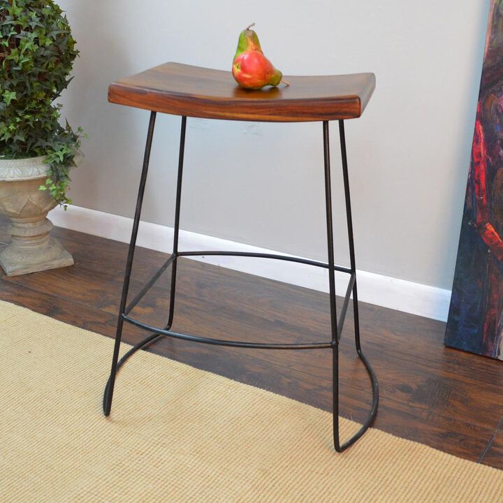 Carolina Living Reece 25 Saddle Seat Counter Stool - Set of 2 - Chestnut/Black