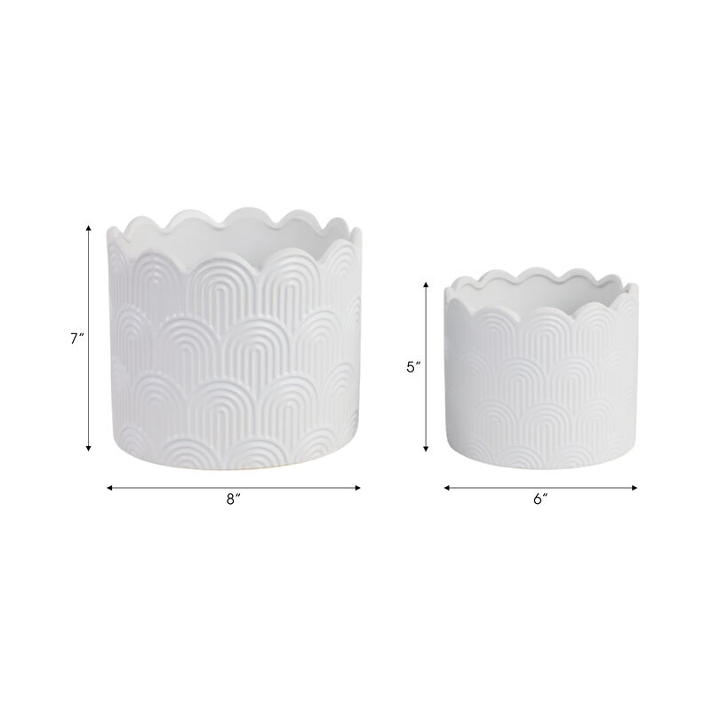 White Stone Arch Planters Set