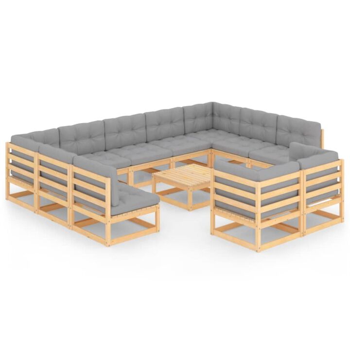 vidaXL 12 Piece Garden Lounge Set with Cushions Solid Pinewood