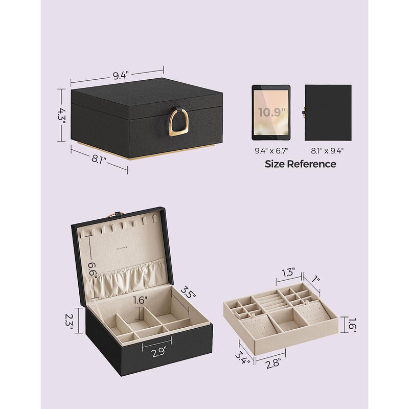 2-Layer Jewelry Box with Handle for Stylish and Portable Storage