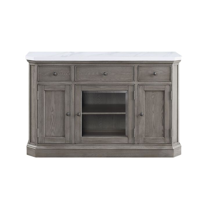 Zumala Server, Marble & Weathered Oak Finish