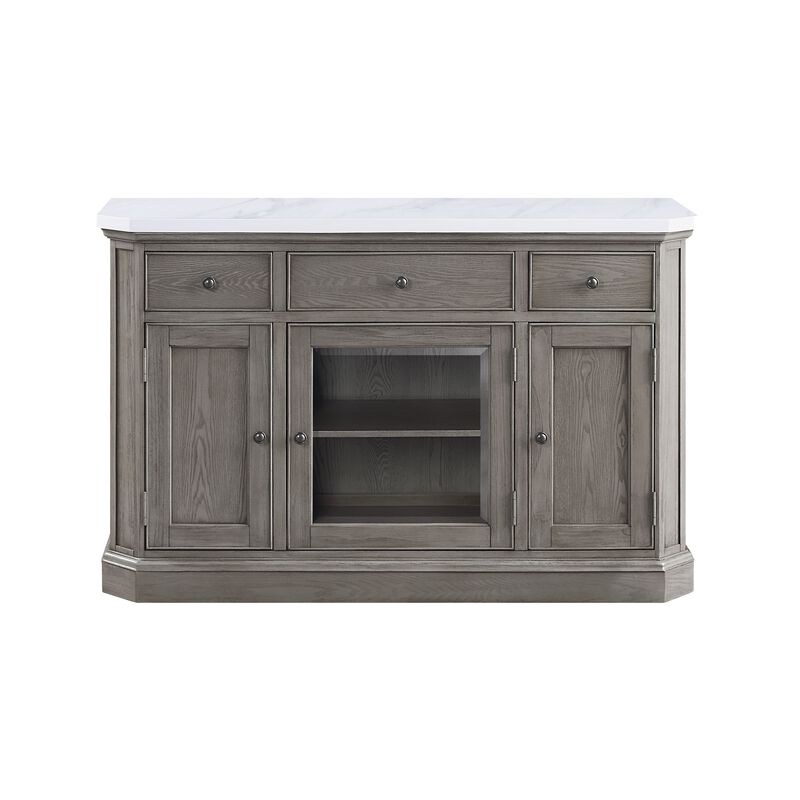Zumala Server, Marble & Weathered Oak Finish