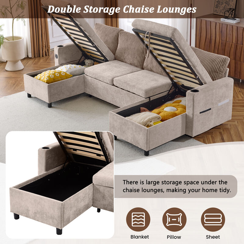 Merax Pull-out Sofa Bed with 2 Cup Holders
