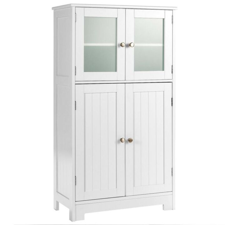 Hivvago Bathroom Floor Storage Locker Kitchen Cabinet with Doors and Adjustable Shelf