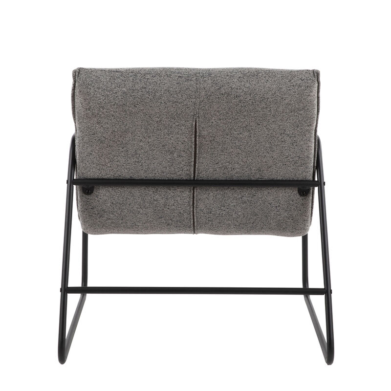Casper Industrial Arm Chair In Black Steel And Grey Noise Fabric