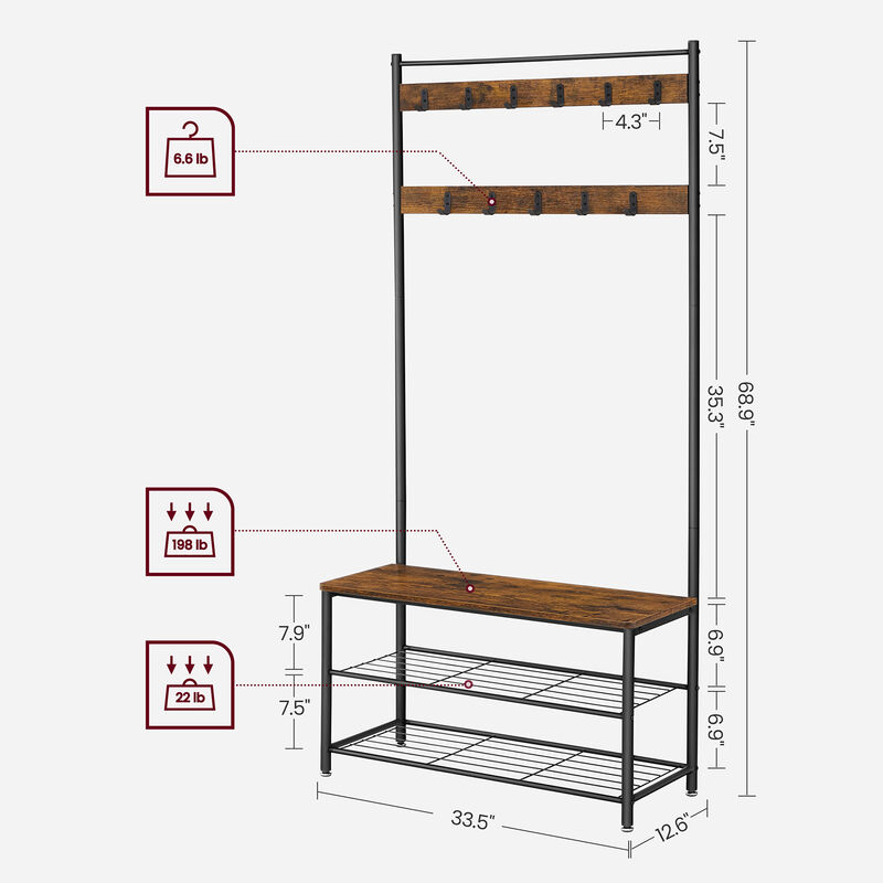 Hall Tree with Shoe Storage Bench