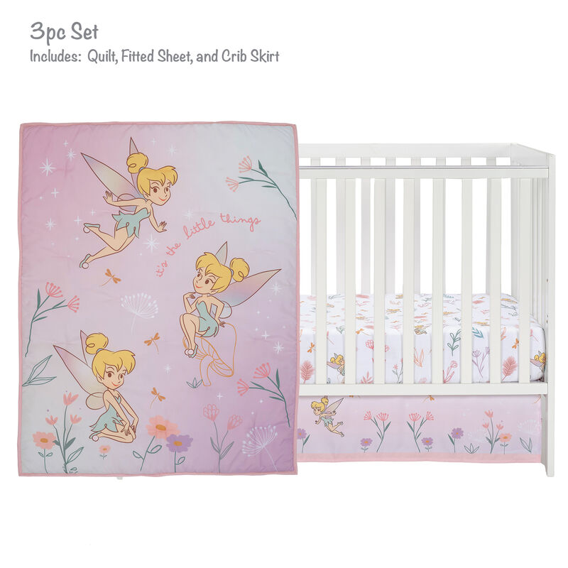 Bedtime Originals Tinker Bell 3-Piece Crib Bedding Set - Pink, Purple, White