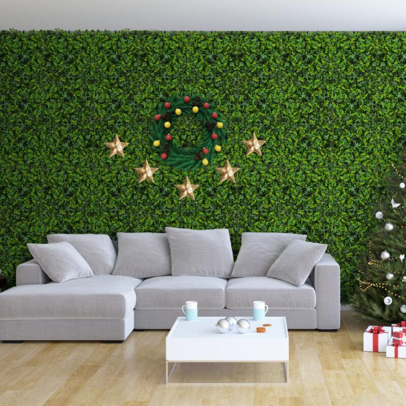Hivvago 12 Pieces 20 x 20 Inch Artificial Greenery Foliage Panels with Insertable Branches