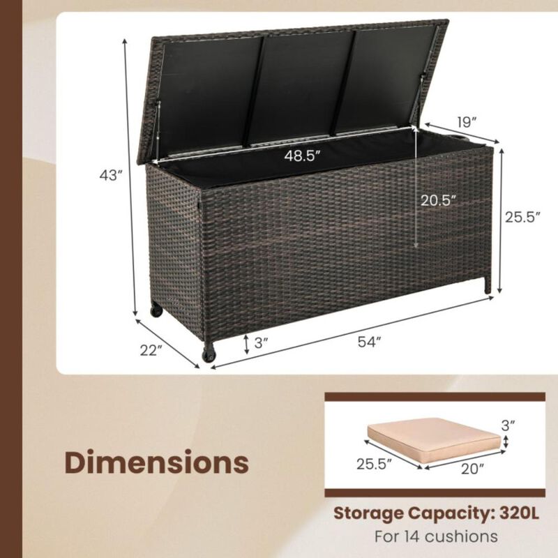 Hivvago Indoor Outdoor 85 Gallon Storage Container with Waterproof Liner and Universal Wheels