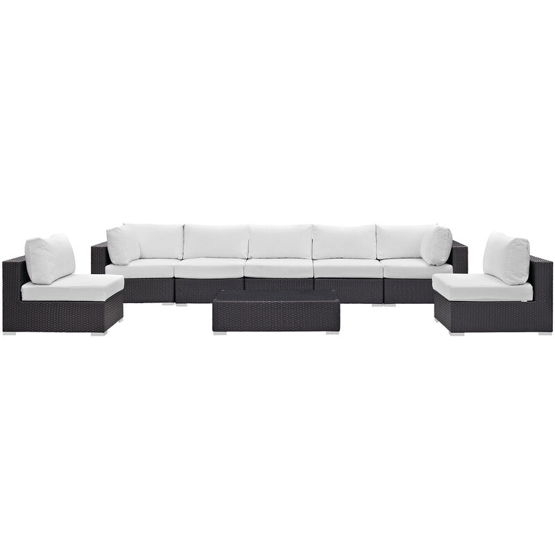 Convene 8 Piece Outdoor Patio Sectional Set - Espresso White