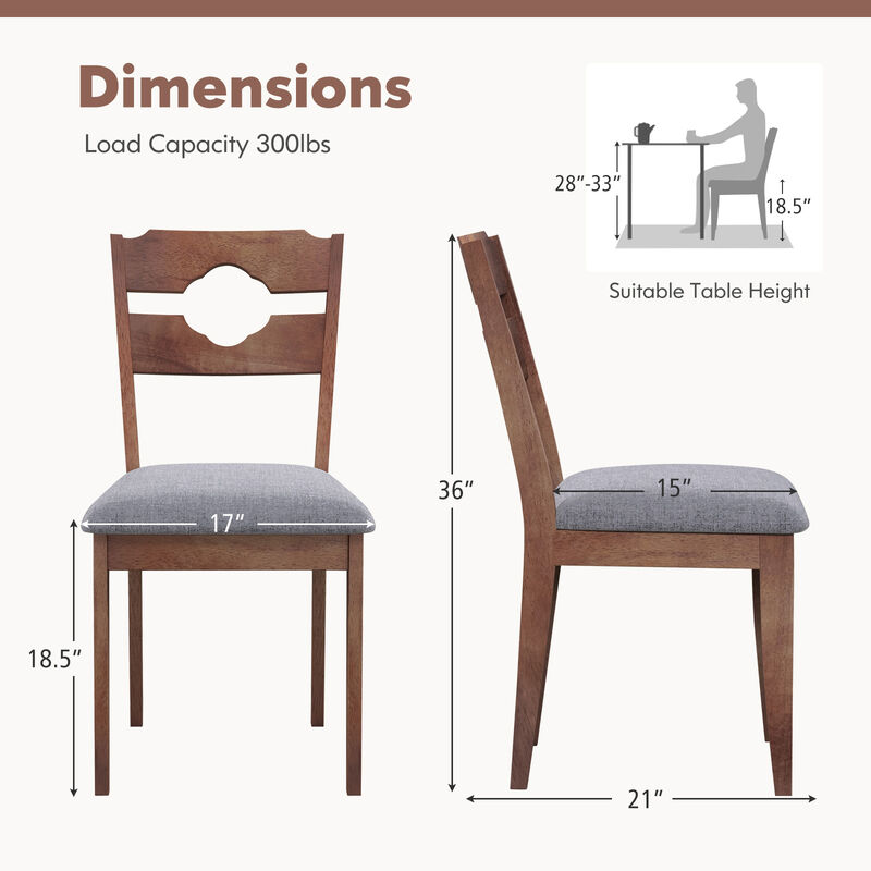 Dining Chair Set of 2 Fabric Upholstered Kitchen Chairs with Padded Seat and High Back