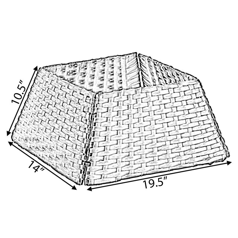 Foldable Christmas Tree Skirt Collar Basket, Ring Base Stand Cover, Rattan Plastic, Grey