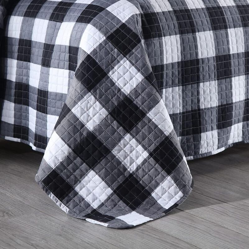 MarCielo 3 Piece Buffalo Quilt Bedspread Set Bedding Coverlet Set B020