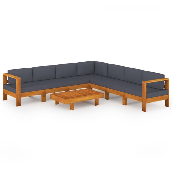 vidaXL 8 Piece Garden Lounge Set with Dark Gray Cushions Acacia Wood