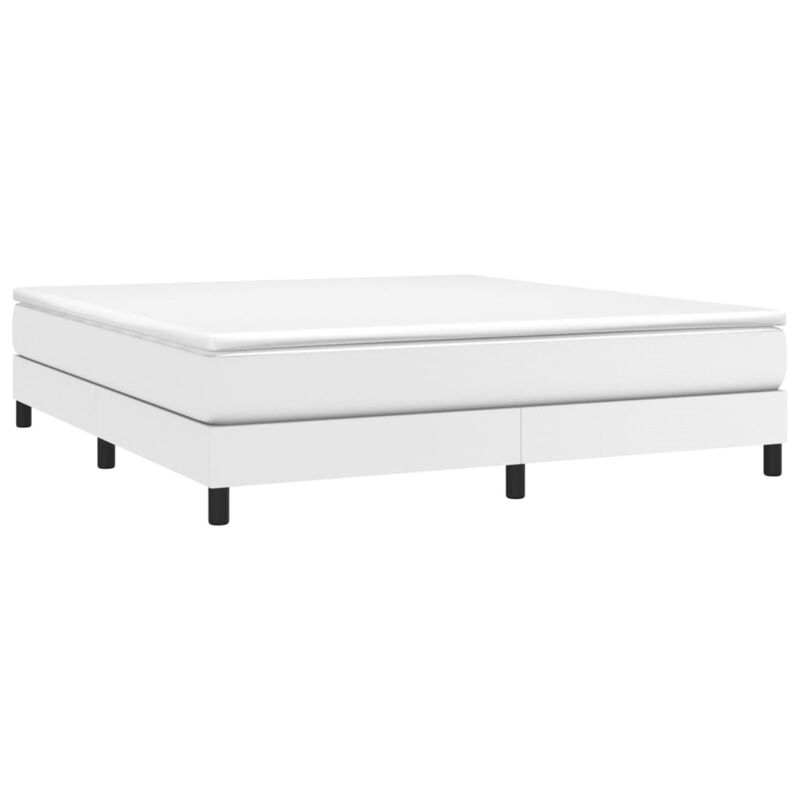 vidaXL Box Spring Bed Frame White 76"x79.9" King Faux Leather