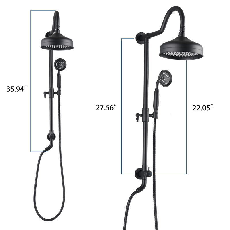 Shower Head With Handheld Shower System With 8" Rainfall Shower Head, Dual Shower Combo