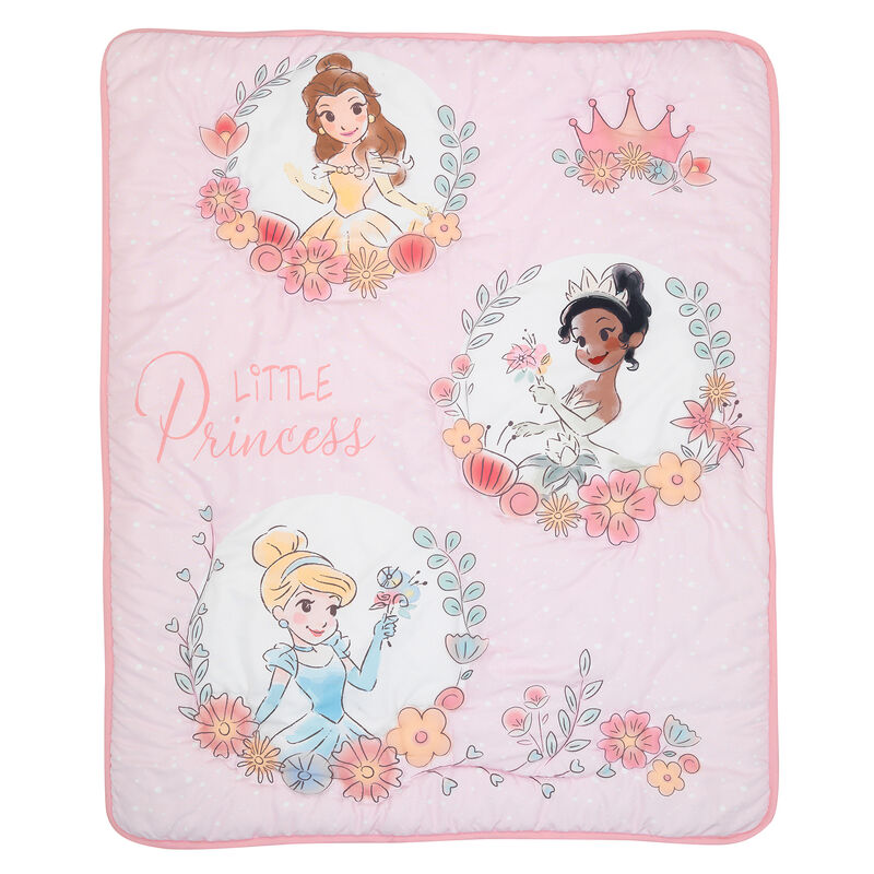 Lambs & Ivy Disney Princesses 3-Piece Nursery Baby Crib Bedding Set - Pink
