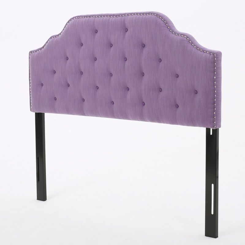 Contemporary Button-Tufted Upholstered Headboard with Nailhead Accents