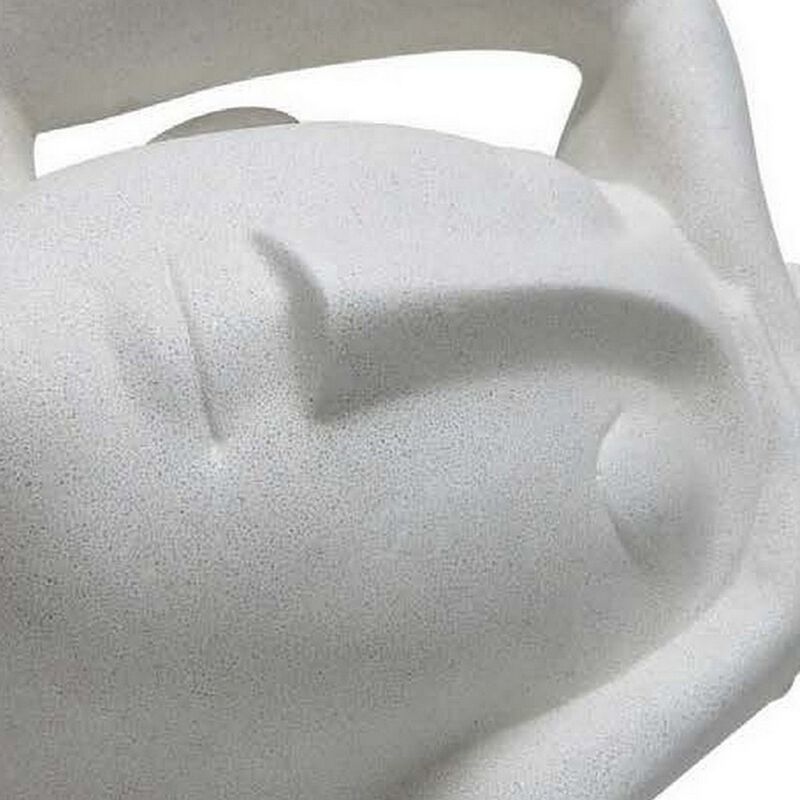 16 Inch Head Figurine Statuette, Contemporary Style White Resin Finish - Benzara